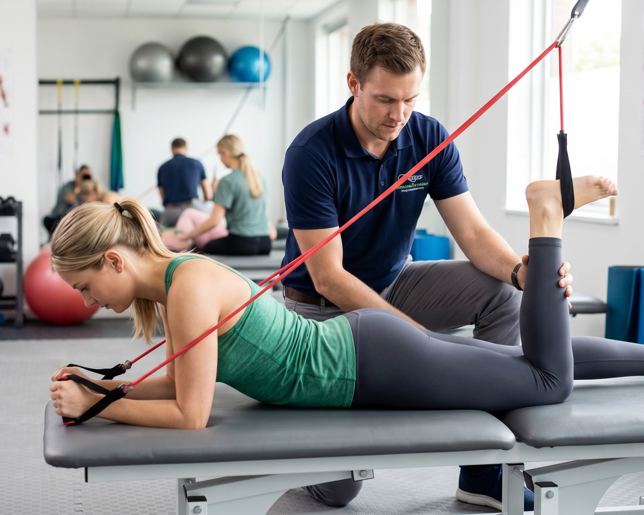 Physical therapist guiding a patient